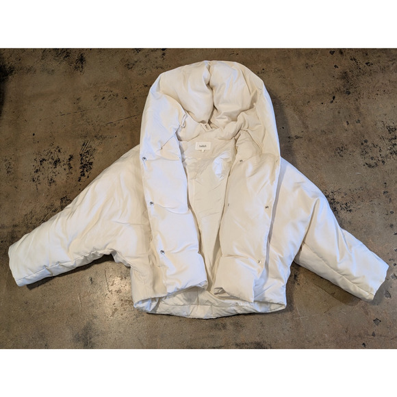 BA&SH Puffer Jacket Kali Double Breasted Hooded Cream Size 2 Oversized Designer - Picture 5 of 14